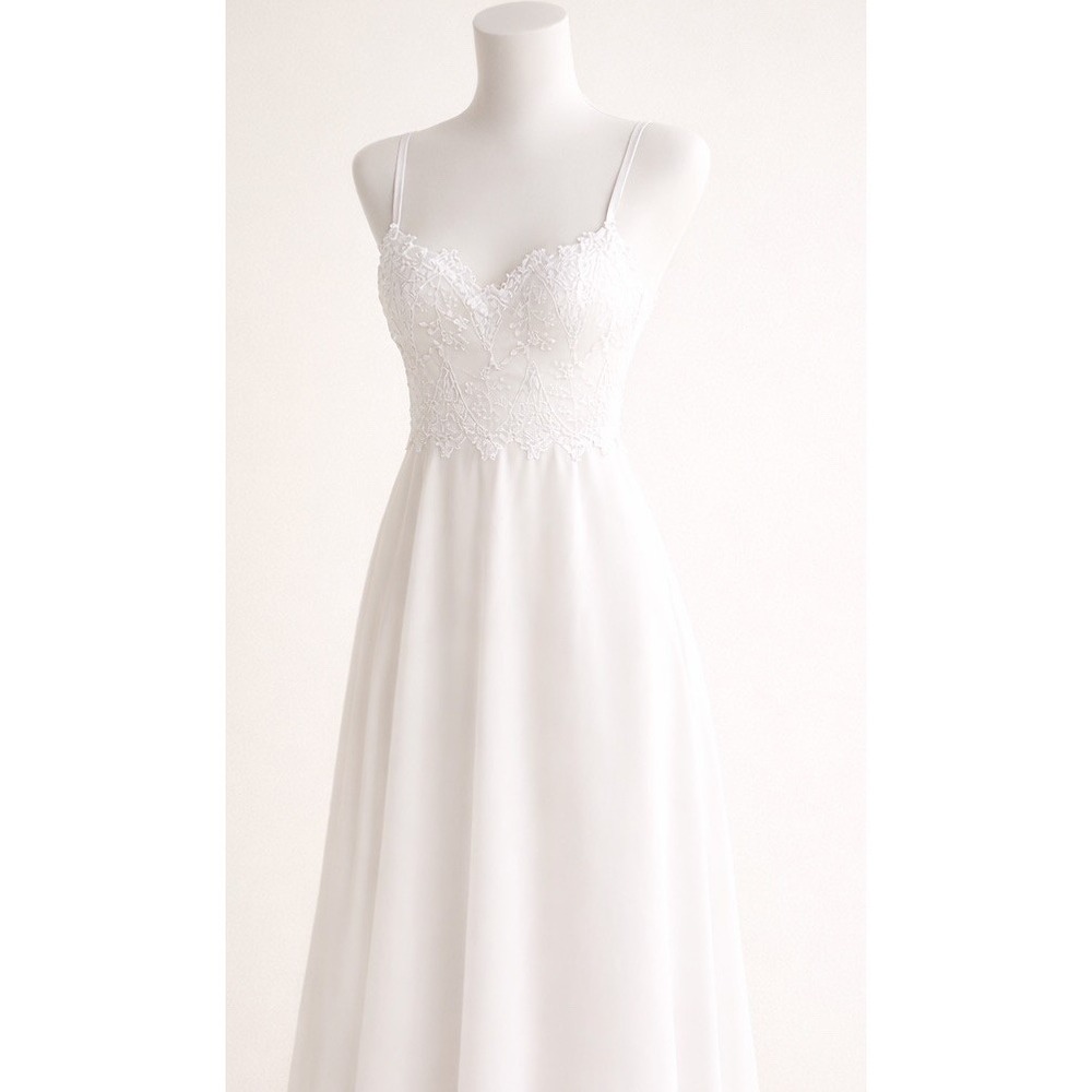 Vtg Flora Nikrooz Bridal L Semi Sheer Lace Mesh Slip Dress Lingerie Chemise USA‎